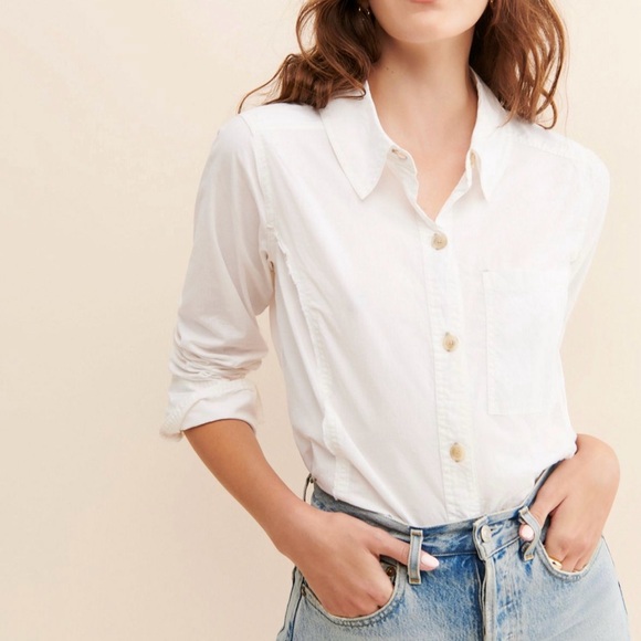 Mackenzie Poplin White Button-Up Shirt - Picture 1 of 4